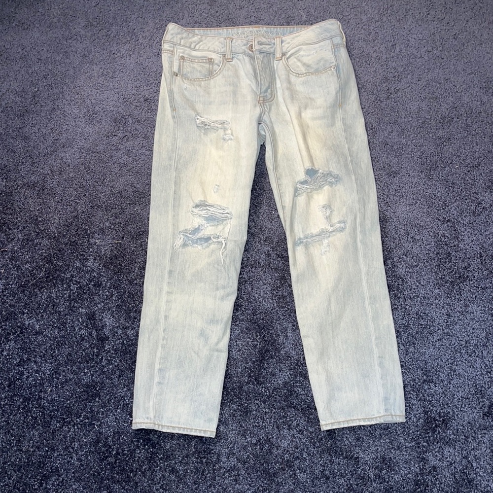 American eagle- womens boy crop ripped jeans